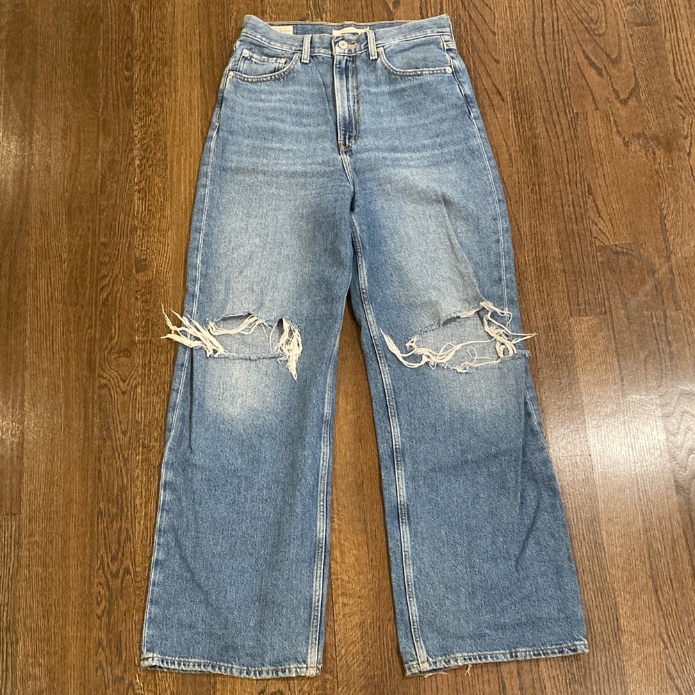 Levi's Light Blue Distressed Straight Leg Jeans